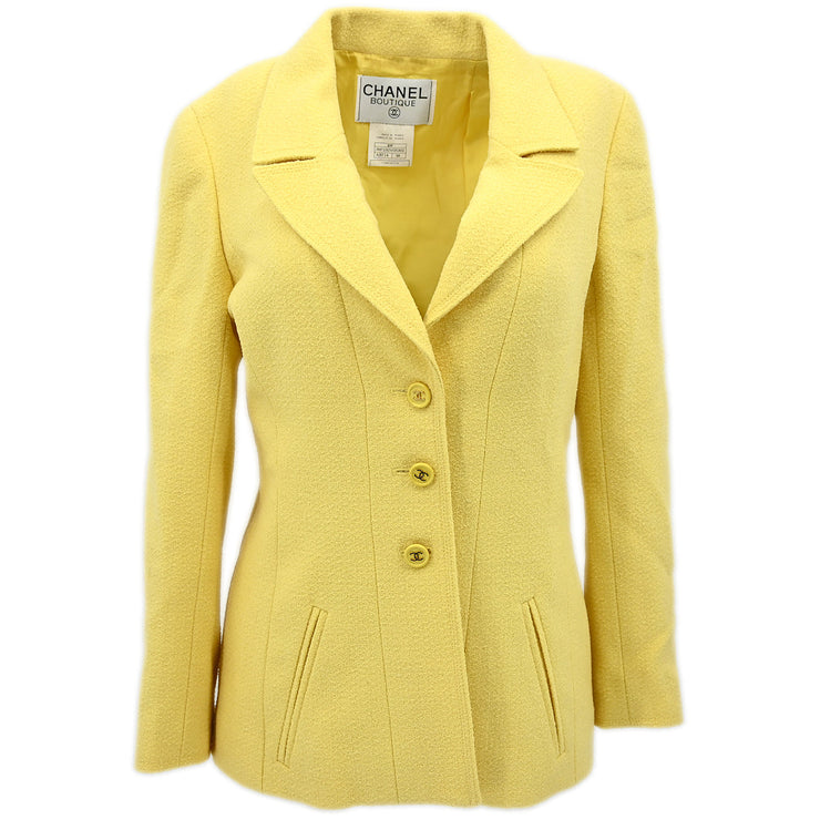 Chanel 1997 Single Breasted Jacket Yellow #38