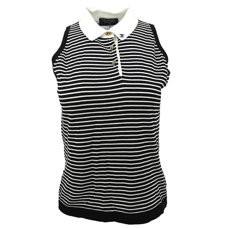 Chanel 1995 Sleeveless Top Black White #42