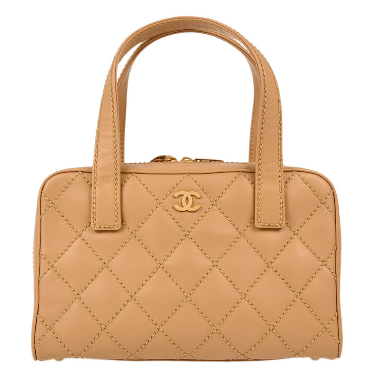 Chanel Beige Calfskin Wild Stitch Handbag