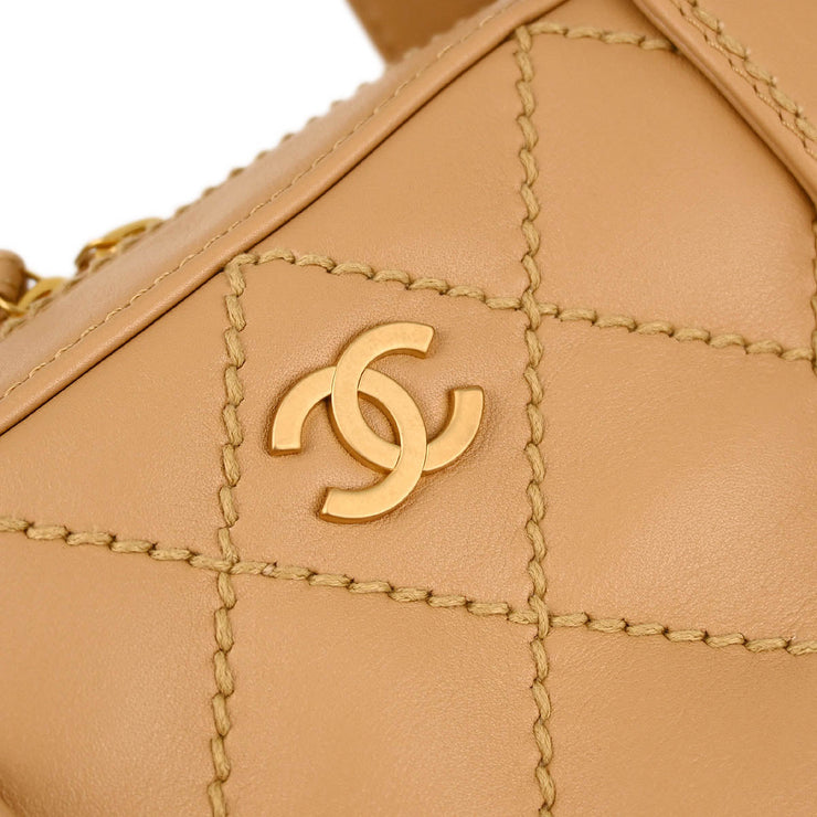 Chanel Beige Calfskin Wild Stitch Handbag