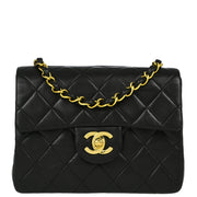 Chanel Black Lambskin Mini Classic Square Flap Shoulder Bag 17