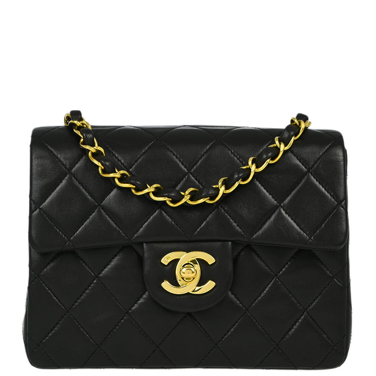 Chanel Black Lambskin Mini Classic Square Flap Shoulder Bag 17