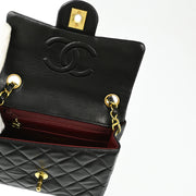 Chanel Black Lambskin Mini Classic Square Flap Shoulder Bag 17