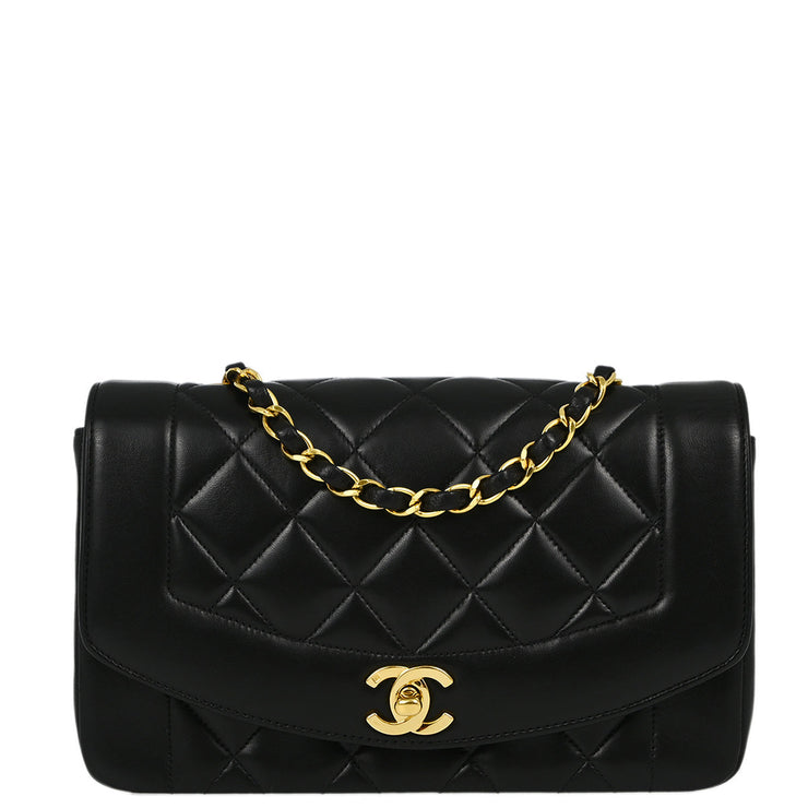 Chanel Black Lambskin Small Diana Shoulder Bag