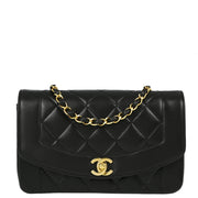 Chanel Black Lambskin Small Diana Shoulder Bag