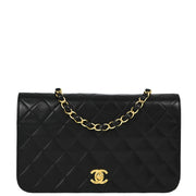 Chanel Black Lambskin Turnlock Small Full Flap Shoulder Bag