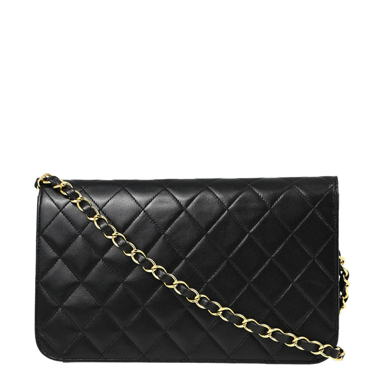 Chanel Black Lambskin Turnlock Small Full Flap Shoulder Bag