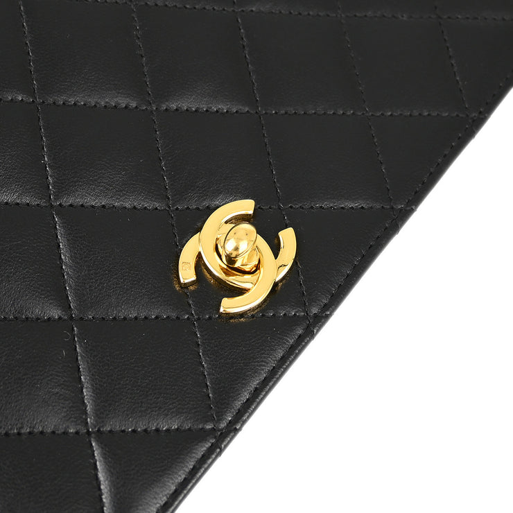 Chanel Black Lambskin Turnlock Small Full Flap Shoulder Bag