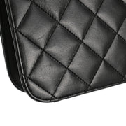 Chanel Black Lambskin Turnlock Small Full Flap Shoulder Bag