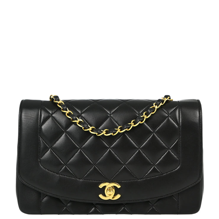 Chanel Black Lambskin Medium Diana Shoulder Bag