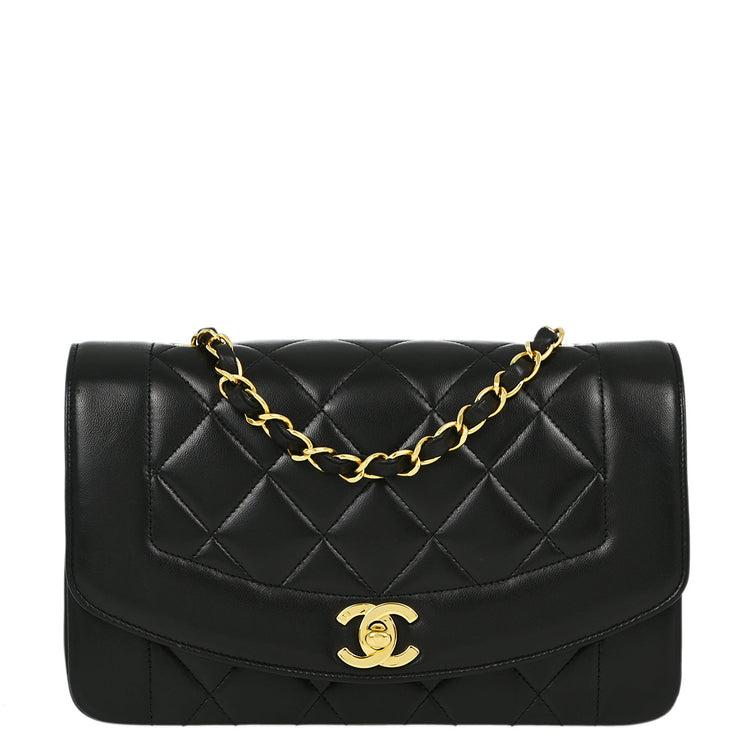 Chanel Black Lambskin Small Diana Shoulder Bag