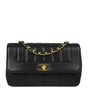 Chanel Black Lambskin Mademoiselle Straight Flap Shoulder Bag