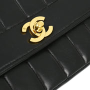 Chanel Black Lambskin Mademoiselle Straight Flap Shoulder Bag