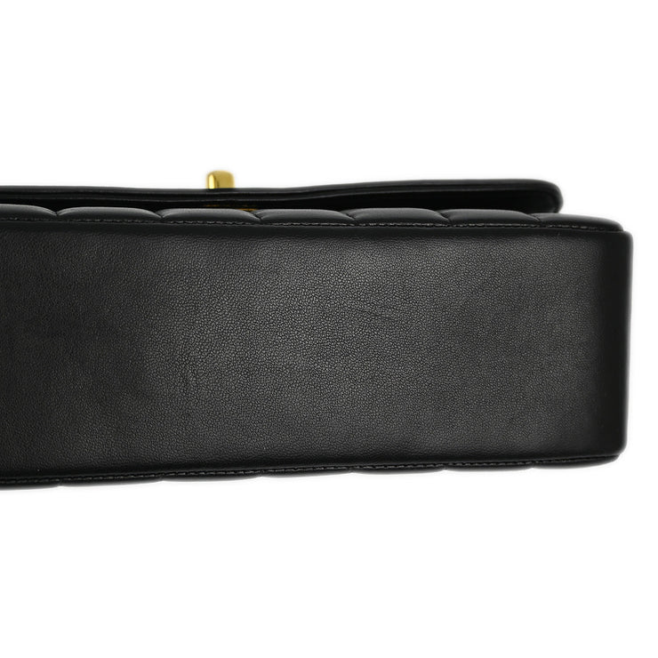 Chanel Black Lambskin Mademoiselle Straight Flap Shoulder Bag