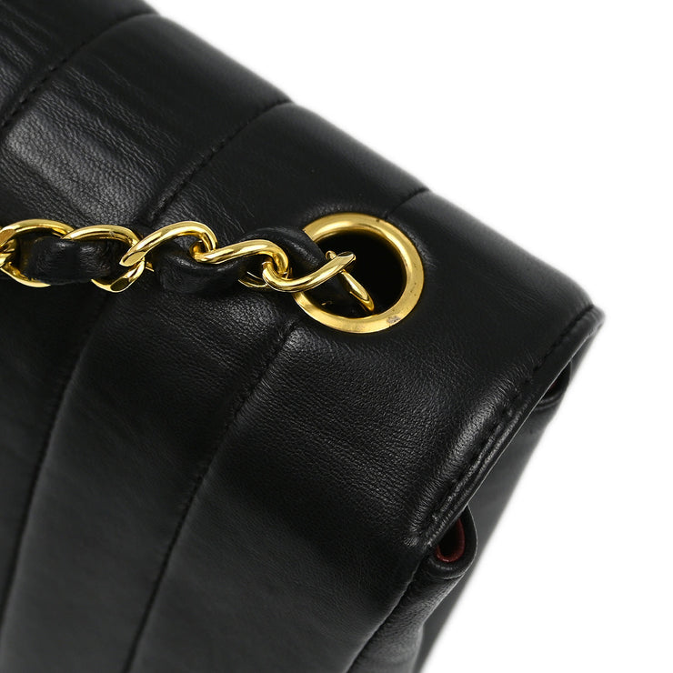 Chanel Black Lambskin Mademoiselle Straight Flap Shoulder Bag