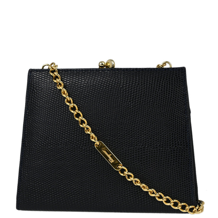 Salvatore Ferragamo Navy Vara Bow Chain Shoulder Bag