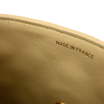 Chanel * Beige Lambskin Mini Square Flap Shoulder Bag 17