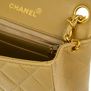 Chanel * Beige Lambskin Mini Square Flap Shoulder Bag 17