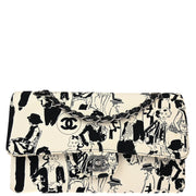 Chanel * White Karl Lagerfeld Sketch Medium Double Flap Bag