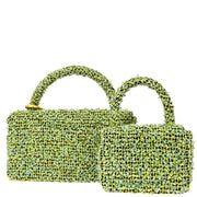 Chanel * Green Tweed Classic Single Flap 2 in 1 Handbag Set