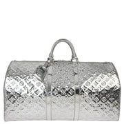 Louis Vuitton * Silver Monogram Miroir Keepall 55 Duffle Bag M95275