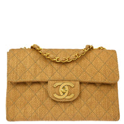 Chanel * Beige Linen Jumbo Classic Flap Shoulder Bag