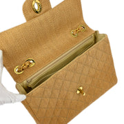 Chanel * Beige Linen Jumbo Classic Flap Shoulder Bag