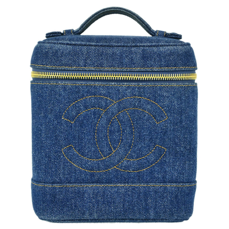 Chanel Blue Denim Timeless Vanity Handbag