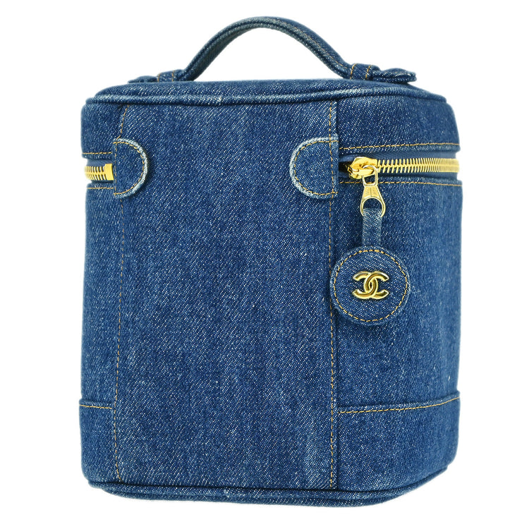 Chanel Blue Denim Timeless Vanity Handbag