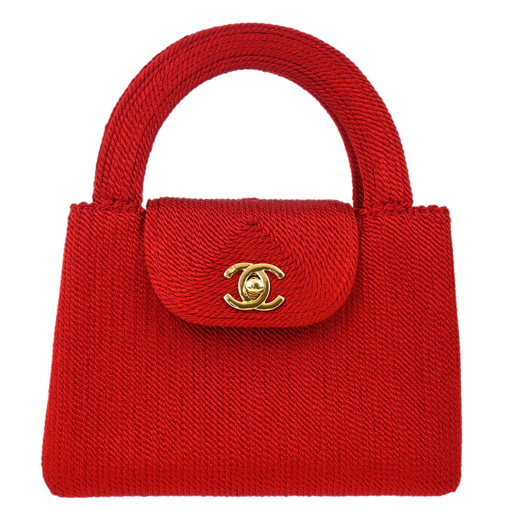 Chanel * Red Silk Rope Woven Mini Handbag