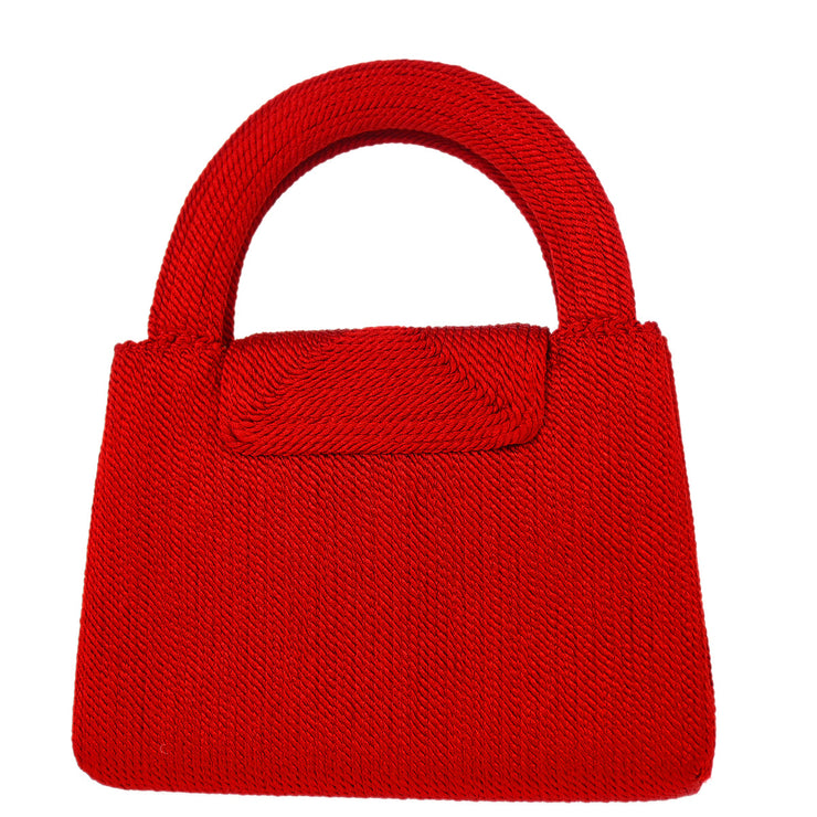 Chanel * Red Nylon Knit Woven Handbag Mini