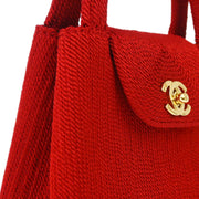 Chanel * Red Nylon Knit Woven Handbag Mini