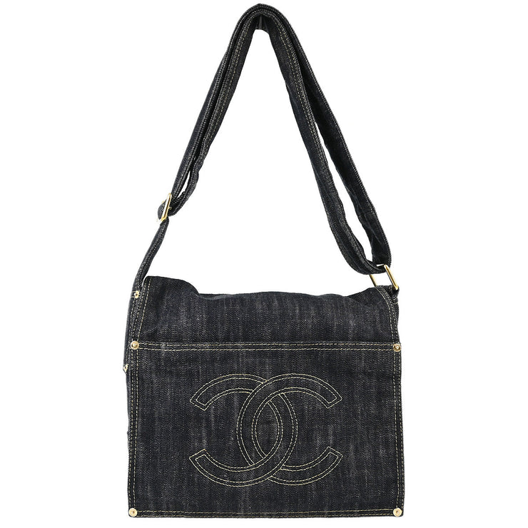 Chanel Indigo Denim Messenger Shoulder Bag