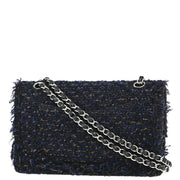 Chanel Black Tweed Medium Classic Double Flap Shoulder Bag