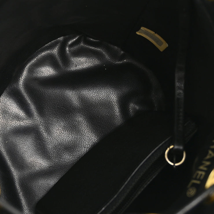 Chanel Black Lambskin Bicolore Bucket Shoulder Bag