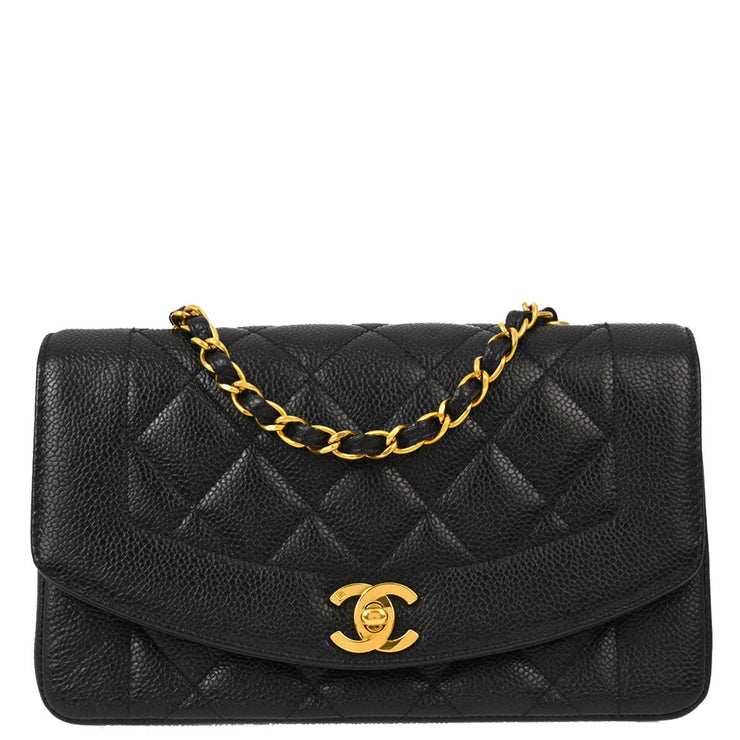 Chanel Black Caviar Small Diana Shoulder Bag