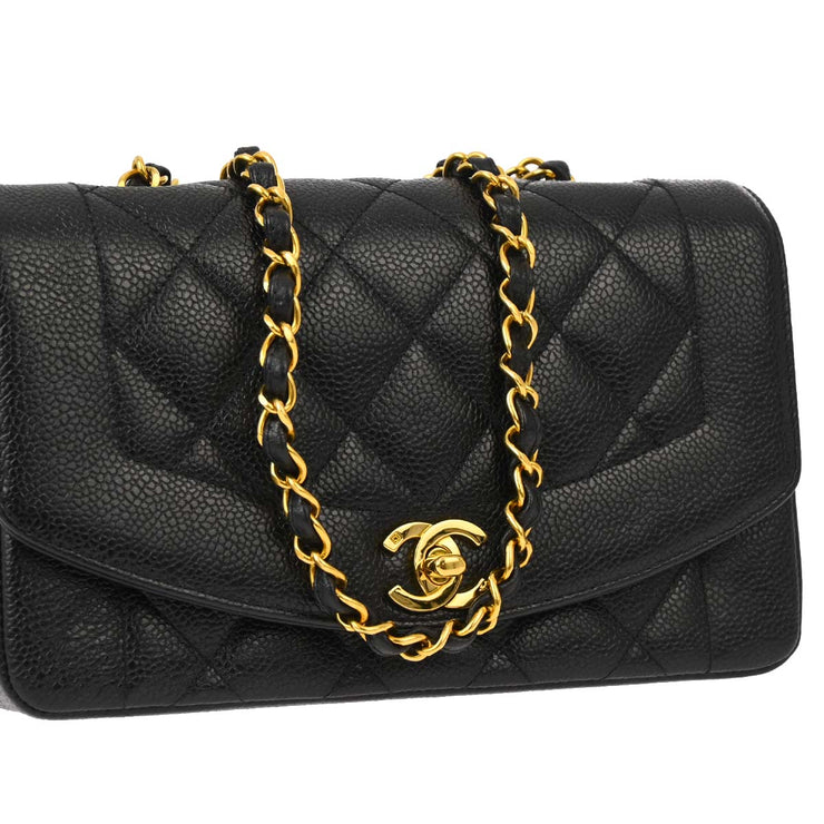 Chanel Black Caviar Small Diana Shoulder Bag