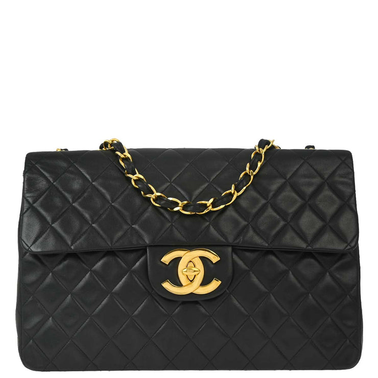 Chanel Black Lambskin Maxi Classic Flap Shoulder Bag