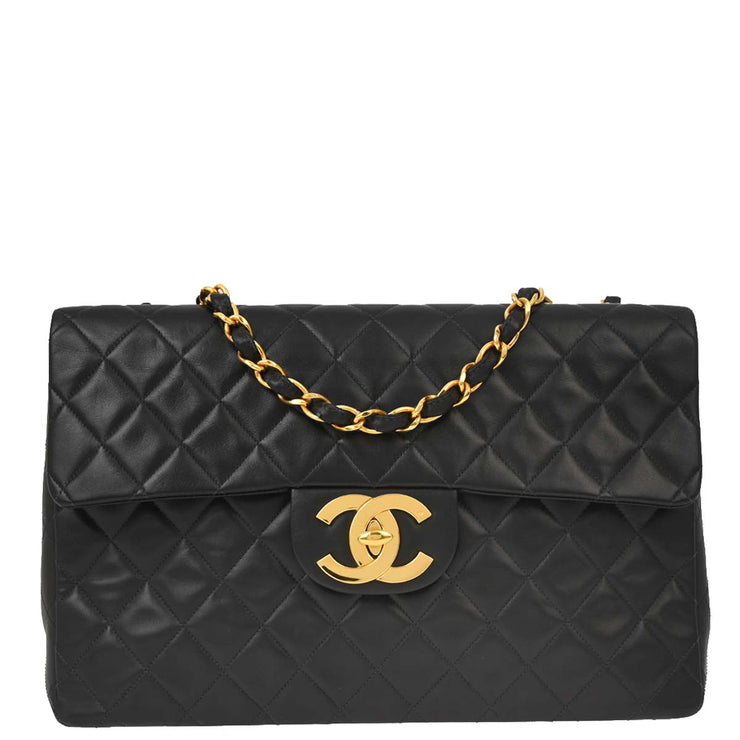 Chanel Black Lambskin Maxi Classic Flap Shoulder Bag