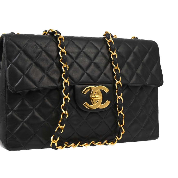 Chanel Black Lambskin Maxi Classic Flap Shoulder Bag