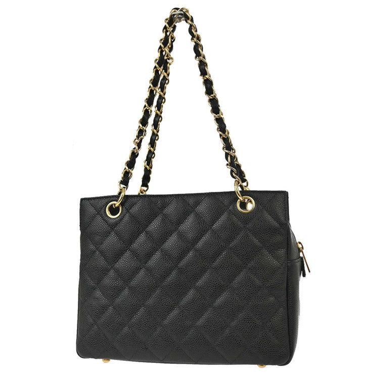 Chanel Black Caviar Petite Timeless Tote PTT Chain Handbag