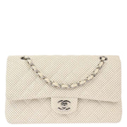 Chanel White Perforated Lambskin Medium Classic Double Flap Shoulder Bag