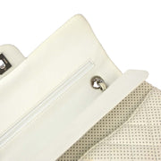 Chanel White Perforated Lambskin Medium Classic Double Flap Shoulder Bag