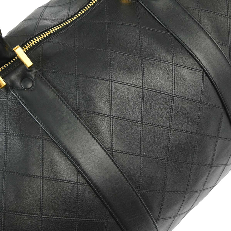 Chanel Black Lambskin Bicolore 2way Duffle Handbag