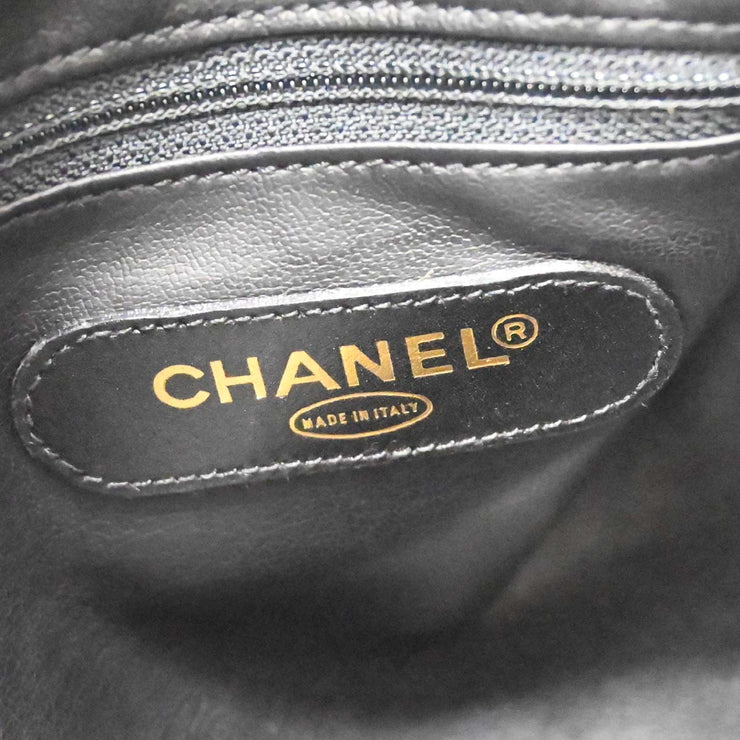 Chanel Black Lambskin Bicolore 2way Duffle Handbag