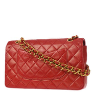 Chanel Red Lambskin Medium Classic Double Flap Shoulder Bag