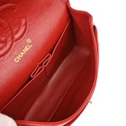 Chanel Red Lambskin Medium Classic Double Flap Shoulder Bag