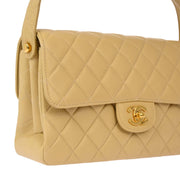 Chanel Beige Lambskin Double Sided Classic Flap Handbag