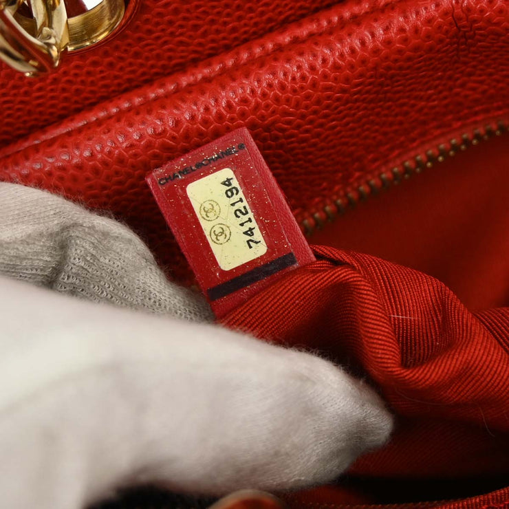 Chanel Red Caviar Petite Timeless Tote PTT Chain Handbag