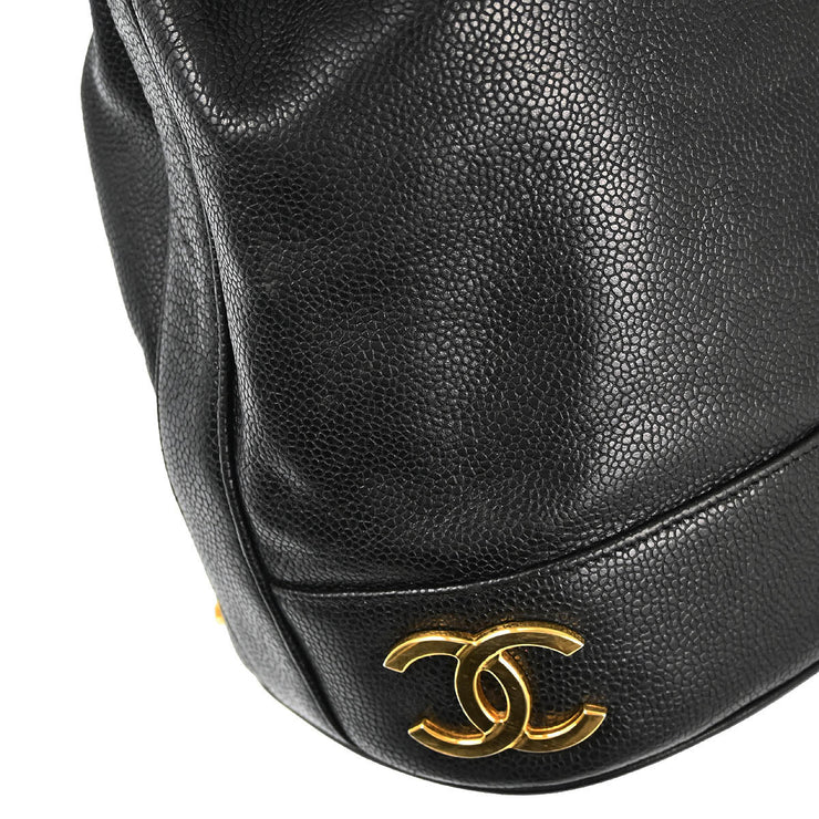 Chanel Black Caviar Triple CC Bucket Shoulder Bag